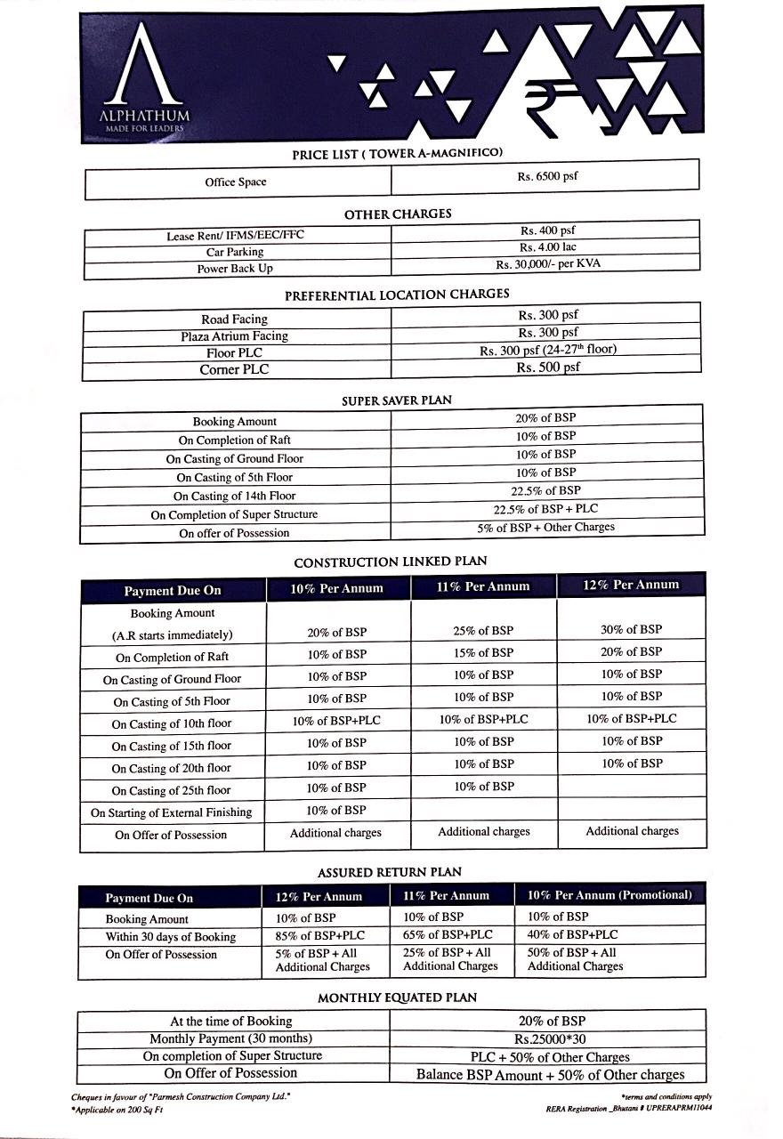 Alphathum Price List Tower A 